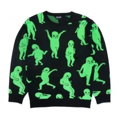 RIPNDIP Alien Dance Party Knit Sweater Black -Skateboard Shop ripndip alien dance party knit sweater black 3