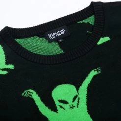 RIPNDIP Alien Dance Party Knit Sweater Black -Skateboard Shop ripndip alien dance party knit sweater black 4