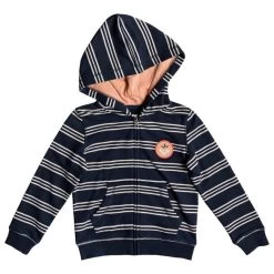 Roxy Back Again Zip-Up Kids Hoodie Dress Blues Musical Stripes